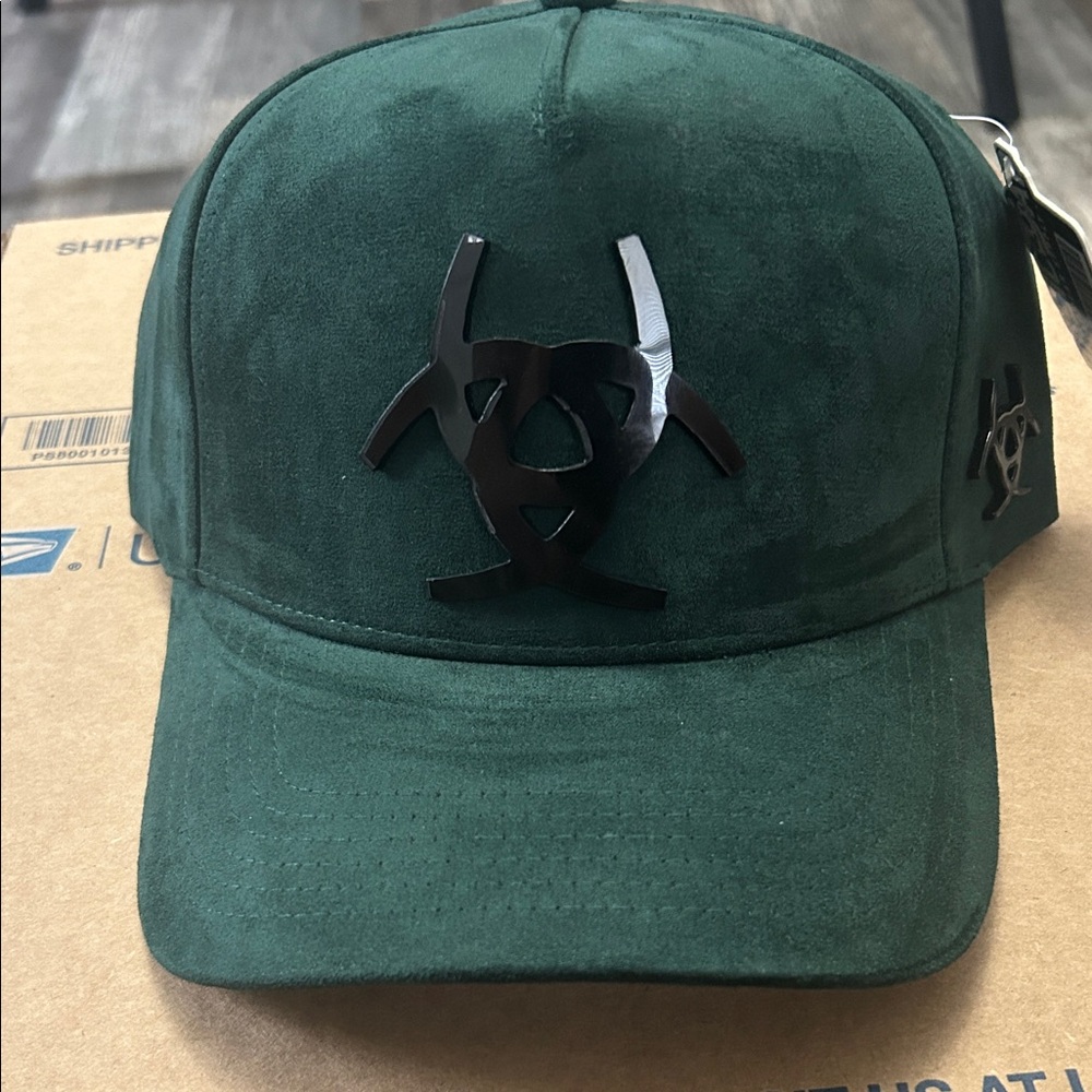 Green Suede Cap with Black Logo